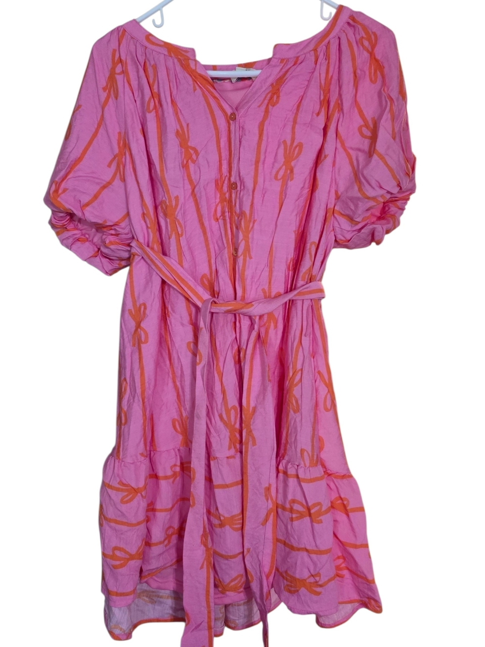 Umgee Pink Dress with Orange Bow Print